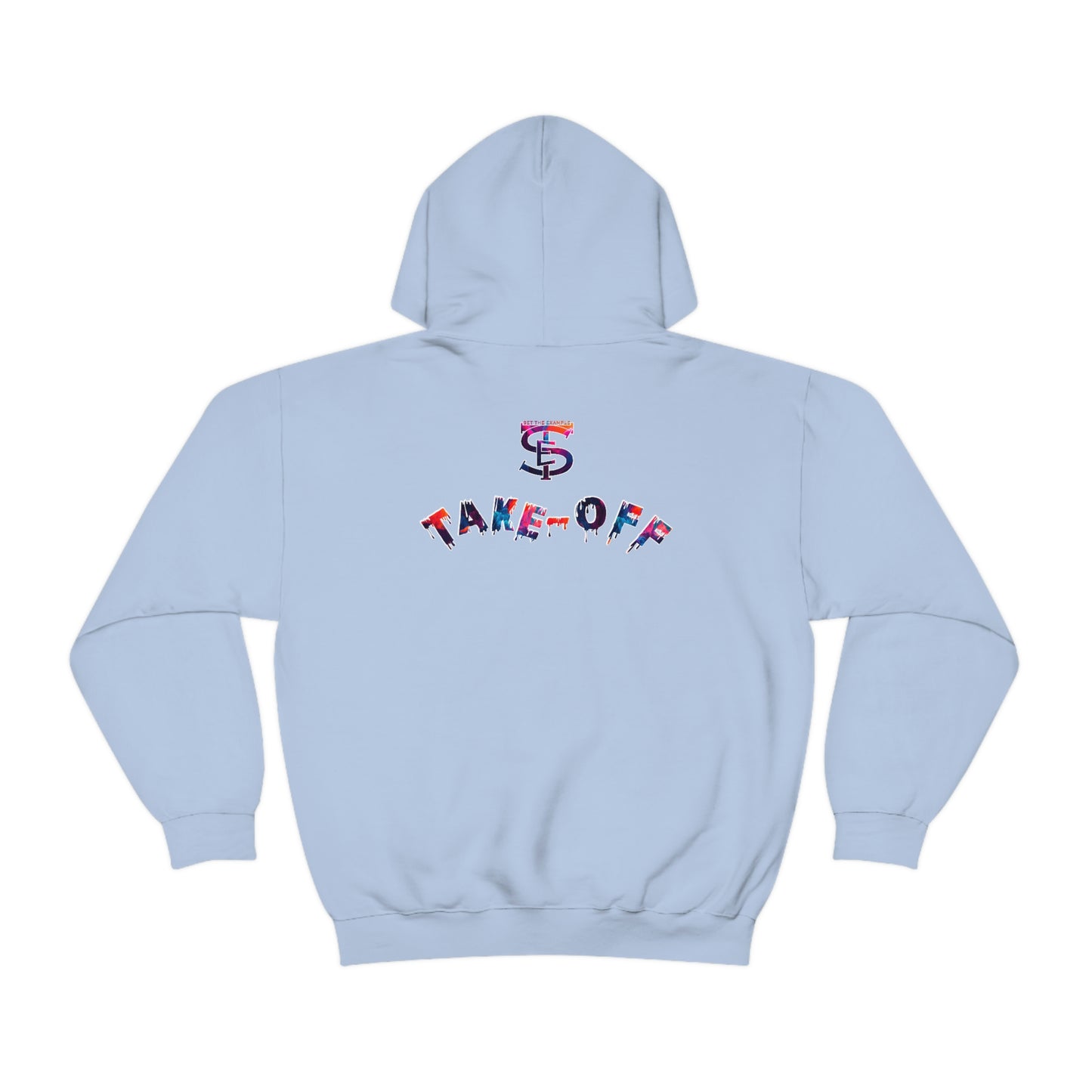(STE) Logo TAKEOFF Rocket on back. Unisex Heavy Blend™ Hooded Sweatshirt