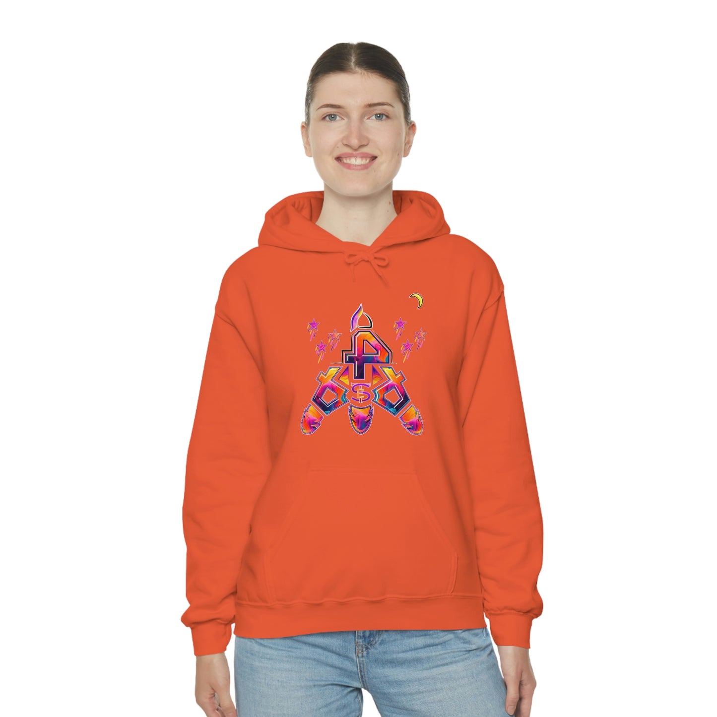 (STE) Logo TAKEOFF Rocket on back. Unisex Heavy Blend™ Hooded Sweatshirt