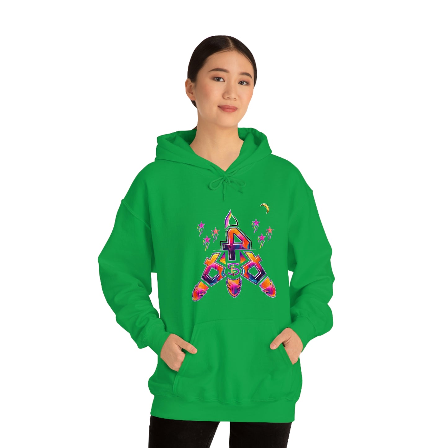 (STE) Logo TAKEOFF Rocket on back. Unisex Heavy Blend™ Hooded Sweatshirt