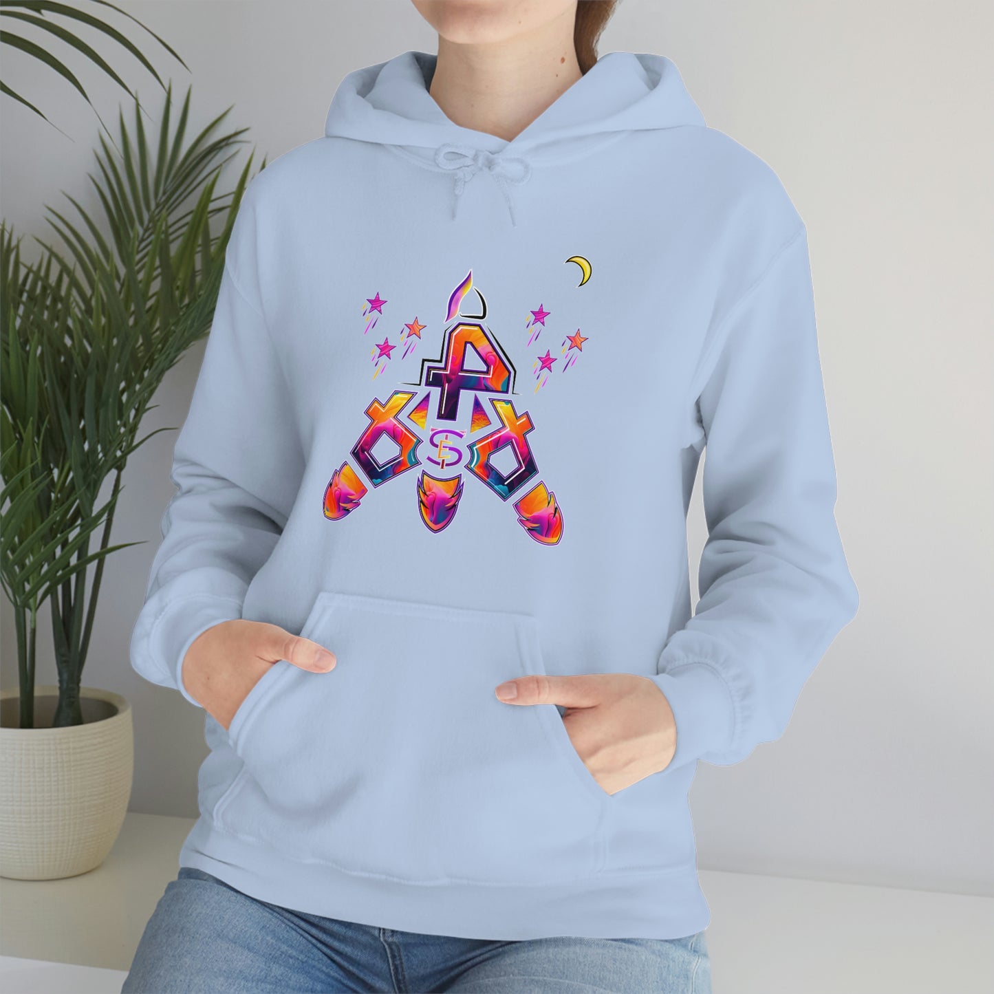 (STE) Logo TAKEOFF Rocket on back. Unisex Heavy Blend™ Hooded Sweatshirt