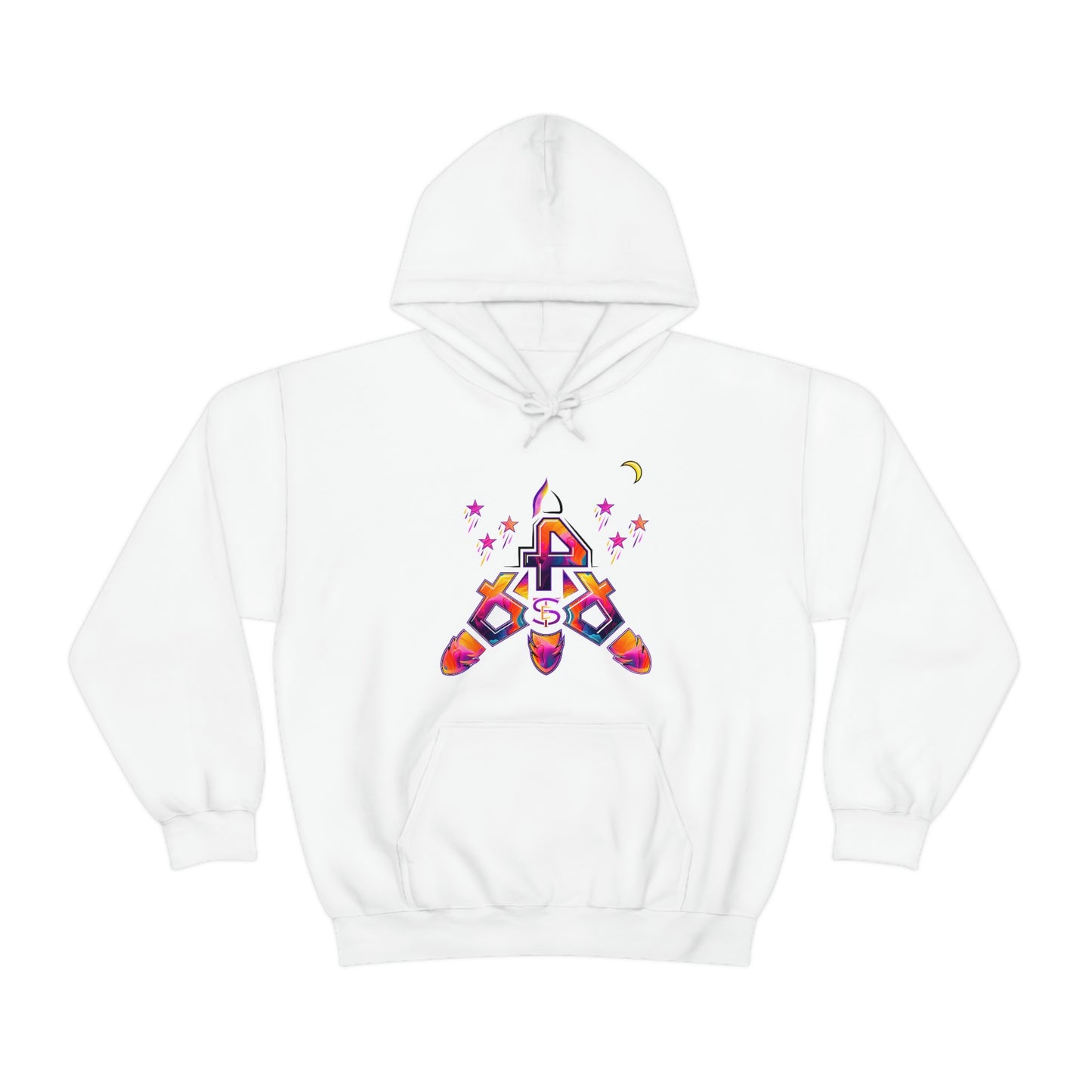 (STE) Logo TAKEOFF Rocket on back. Unisex Heavy Blend™ Hooded Sweatshirt