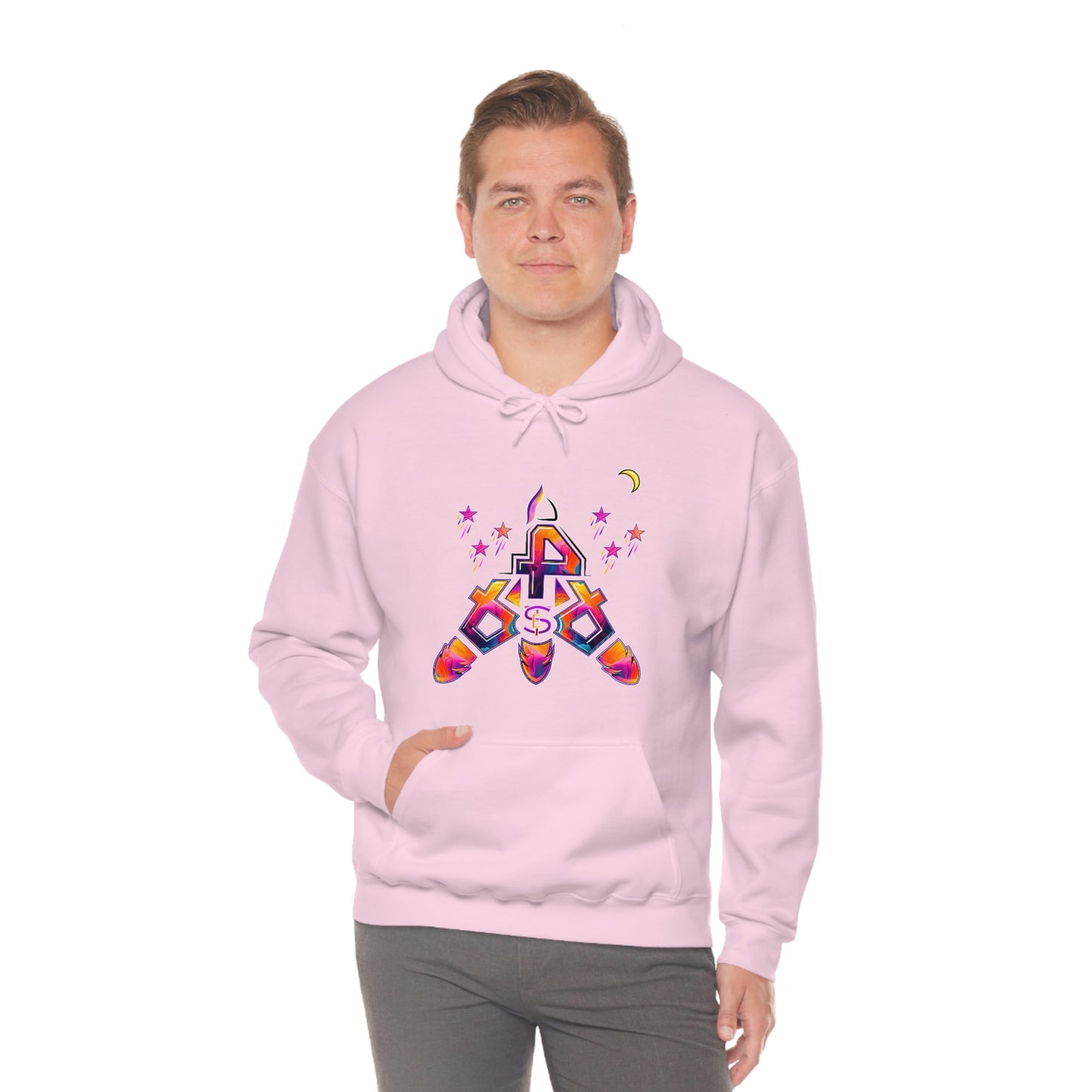 (STE) Logo TAKEOFF Rocket on back. Unisex Heavy Blend™ Hooded Sweatshirt