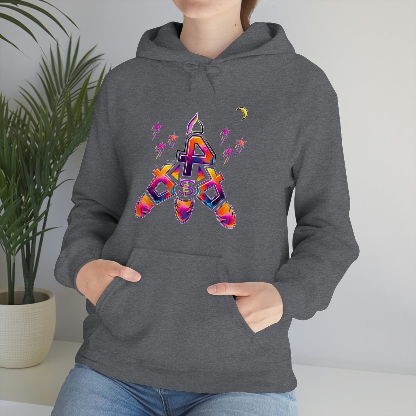 (STE) Logo TAKEOFF Rocket on back. Unisex Heavy Blend™ Hooded Sweatshirt