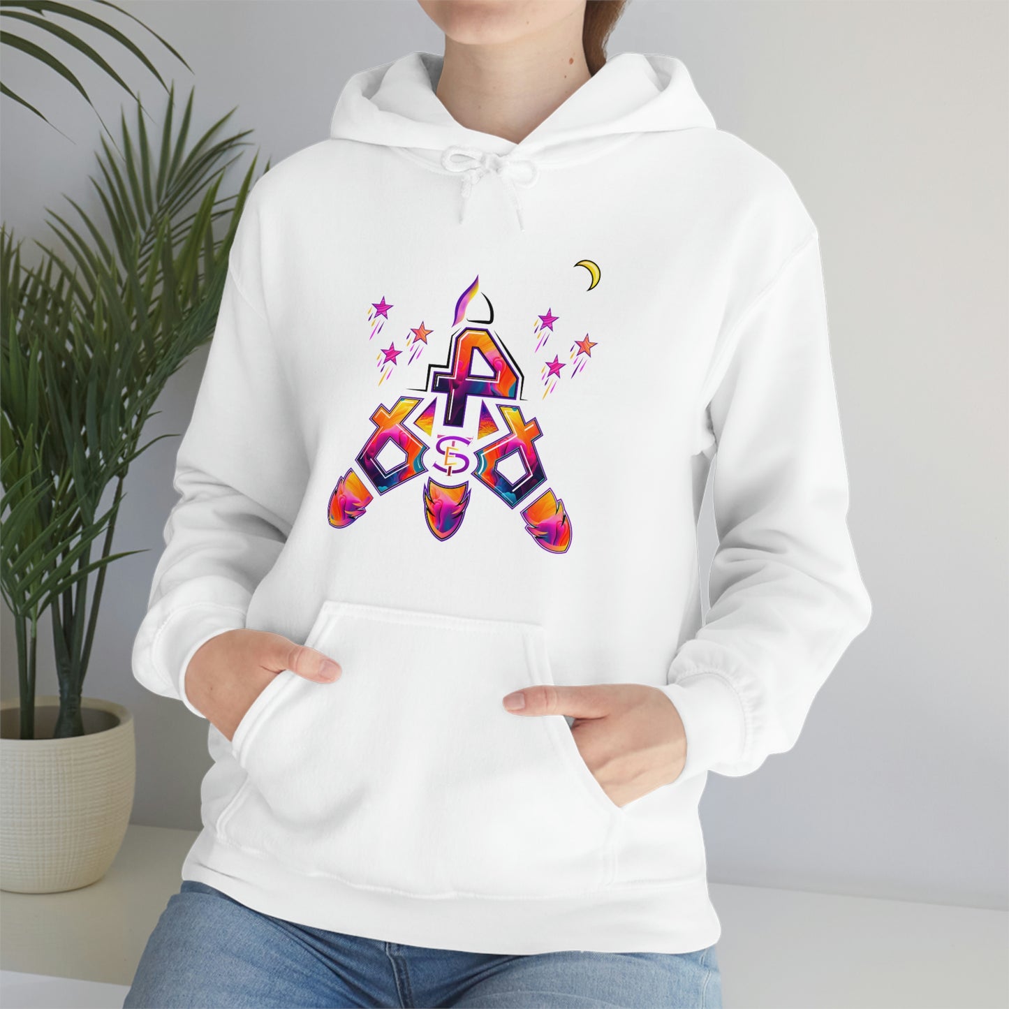 (STE) Logo TAKEOFF Rocket on back. Unisex Heavy Blend™ Hooded Sweatshirt