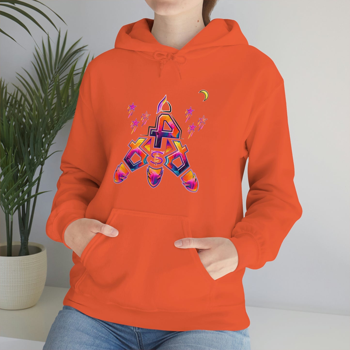 (STE) Logo TAKEOFF Rocket on back. Unisex Heavy Blend™ Hooded Sweatshirt