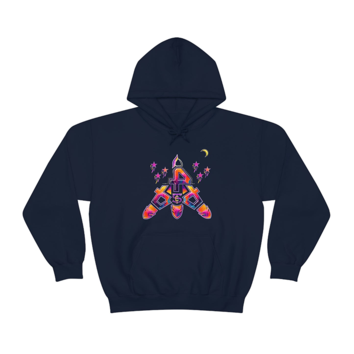 (STE) Logo TAKEOFF Rocket on back. Unisex Heavy Blend™ Hooded Sweatshirt