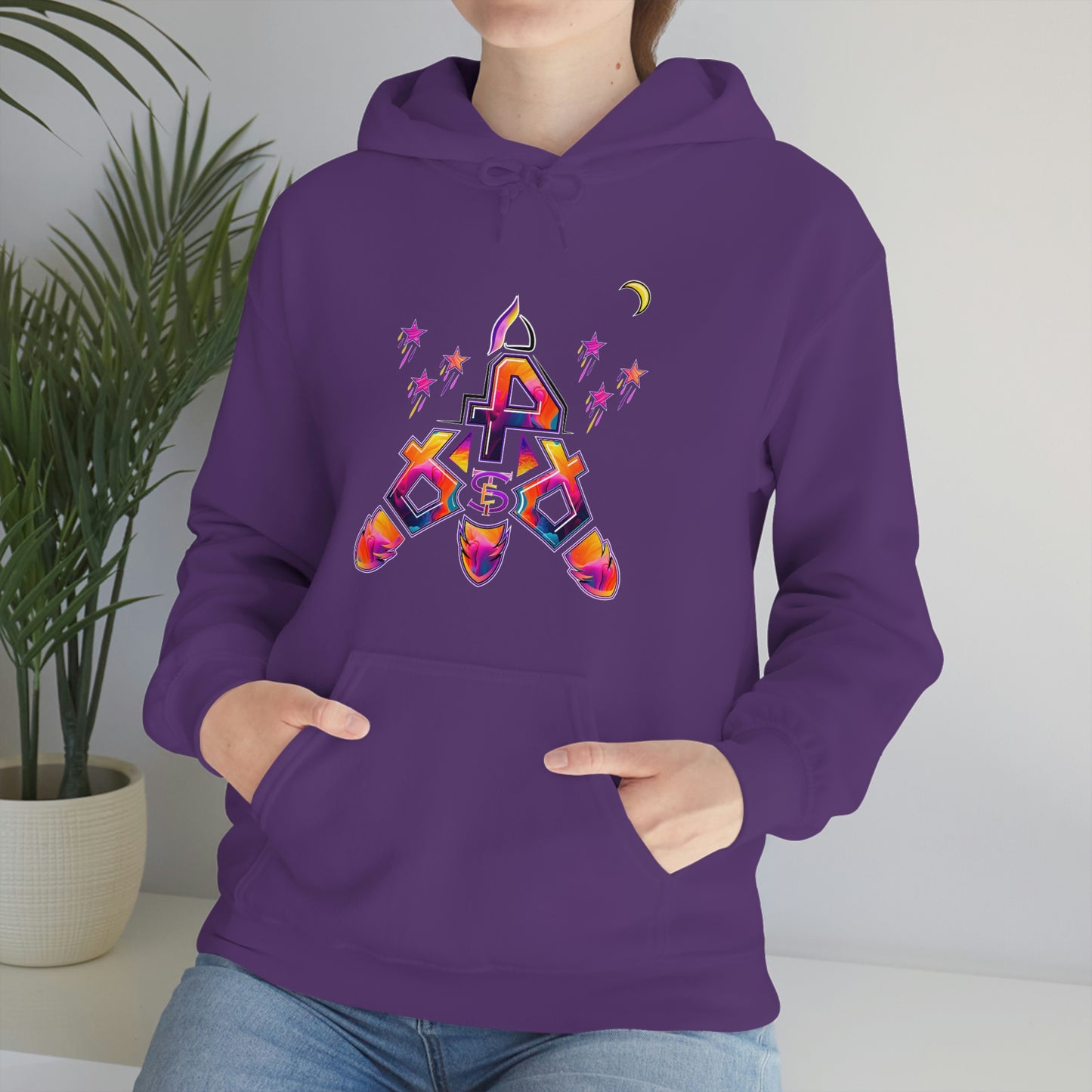 (STE) Logo TAKEOFF Rocket on back. Unisex Heavy Blend™ Hooded Sweatshirt