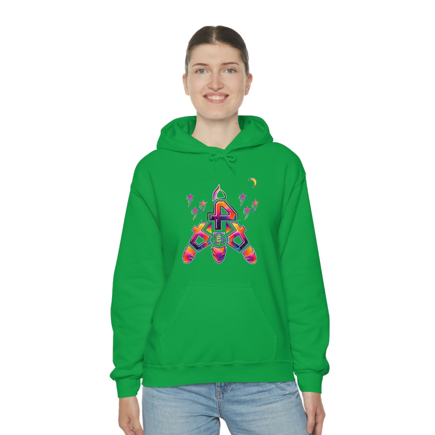 (STE) Logo TAKEOFF Rocket on back. Unisex Heavy Blend™ Hooded Sweatshirt