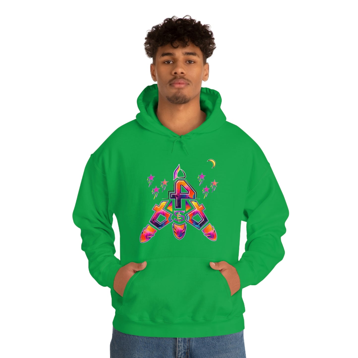 (STE) Logo TAKEOFF Rocket on back. Unisex Heavy Blend™ Hooded Sweatshirt