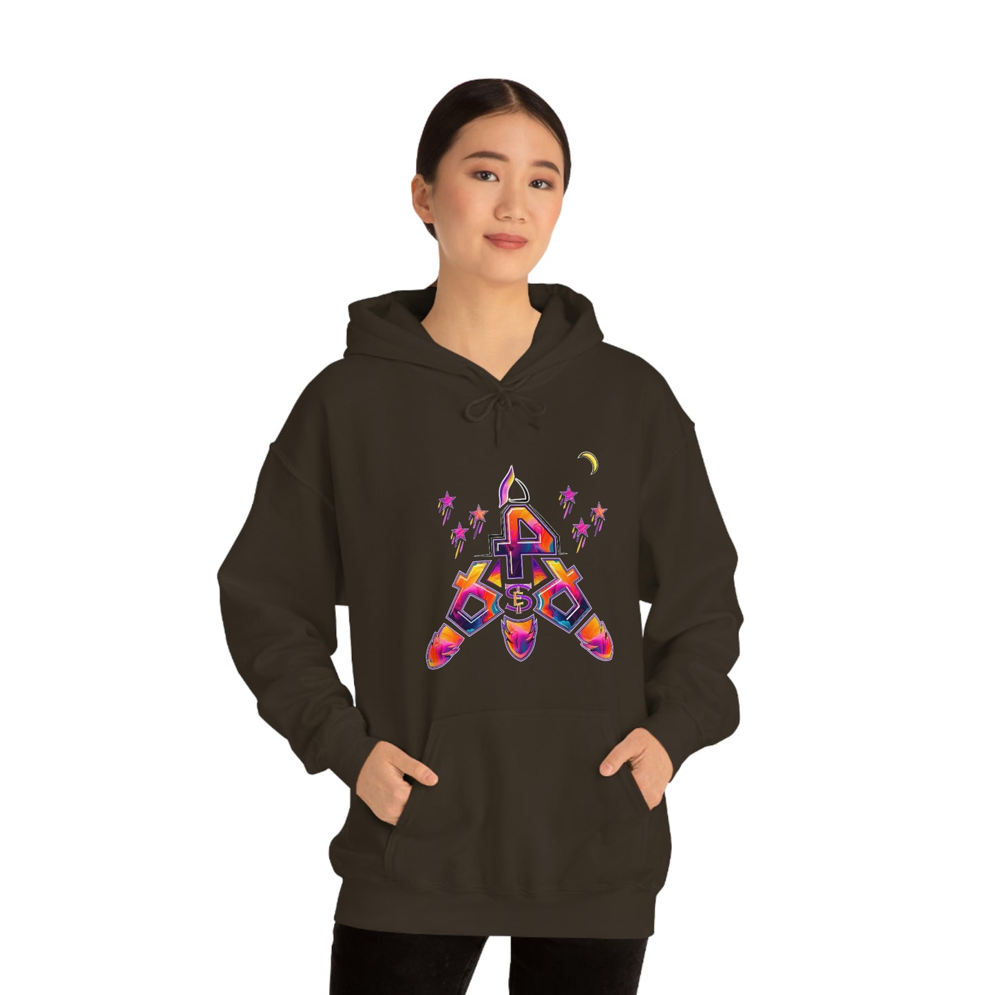 (STE) Logo TAKEOFF Rocket on back. Unisex Heavy Blend™ Hooded Sweatshirt