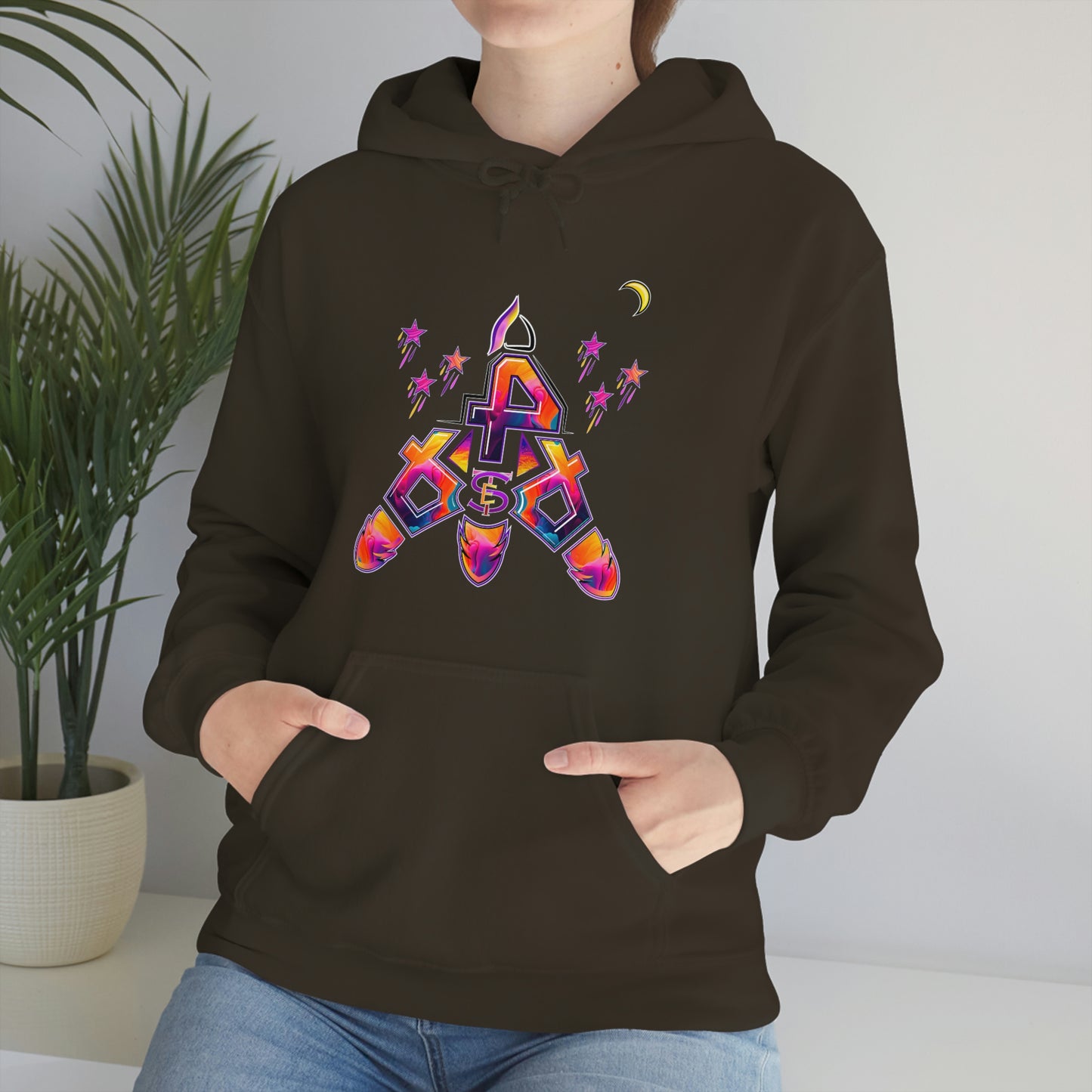 (STE) Logo TAKEOFF Rocket on back. Unisex Heavy Blend™ Hooded Sweatshirt