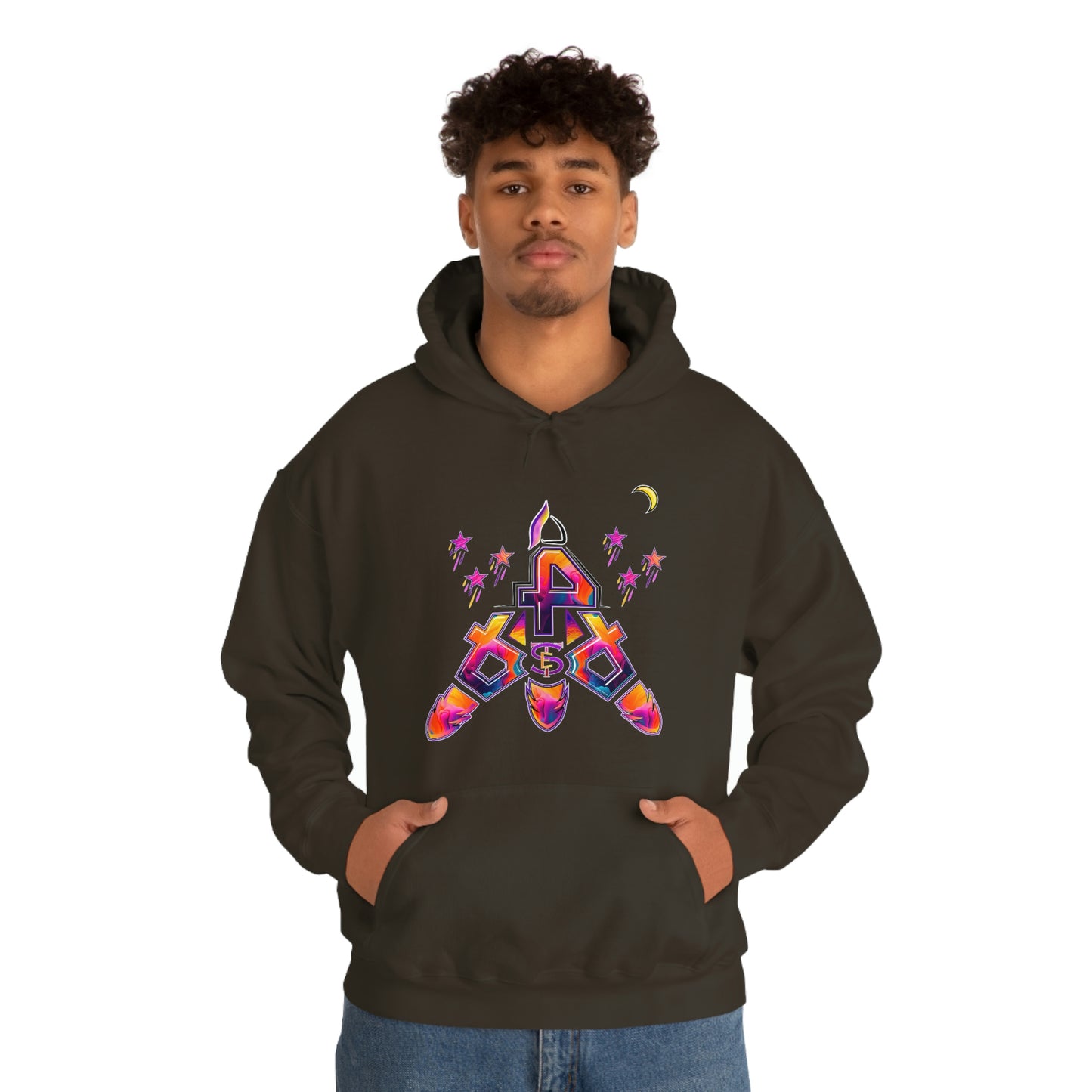 (STE) Logo TAKEOFF Rocket on back. Unisex Heavy Blend™ Hooded Sweatshirt