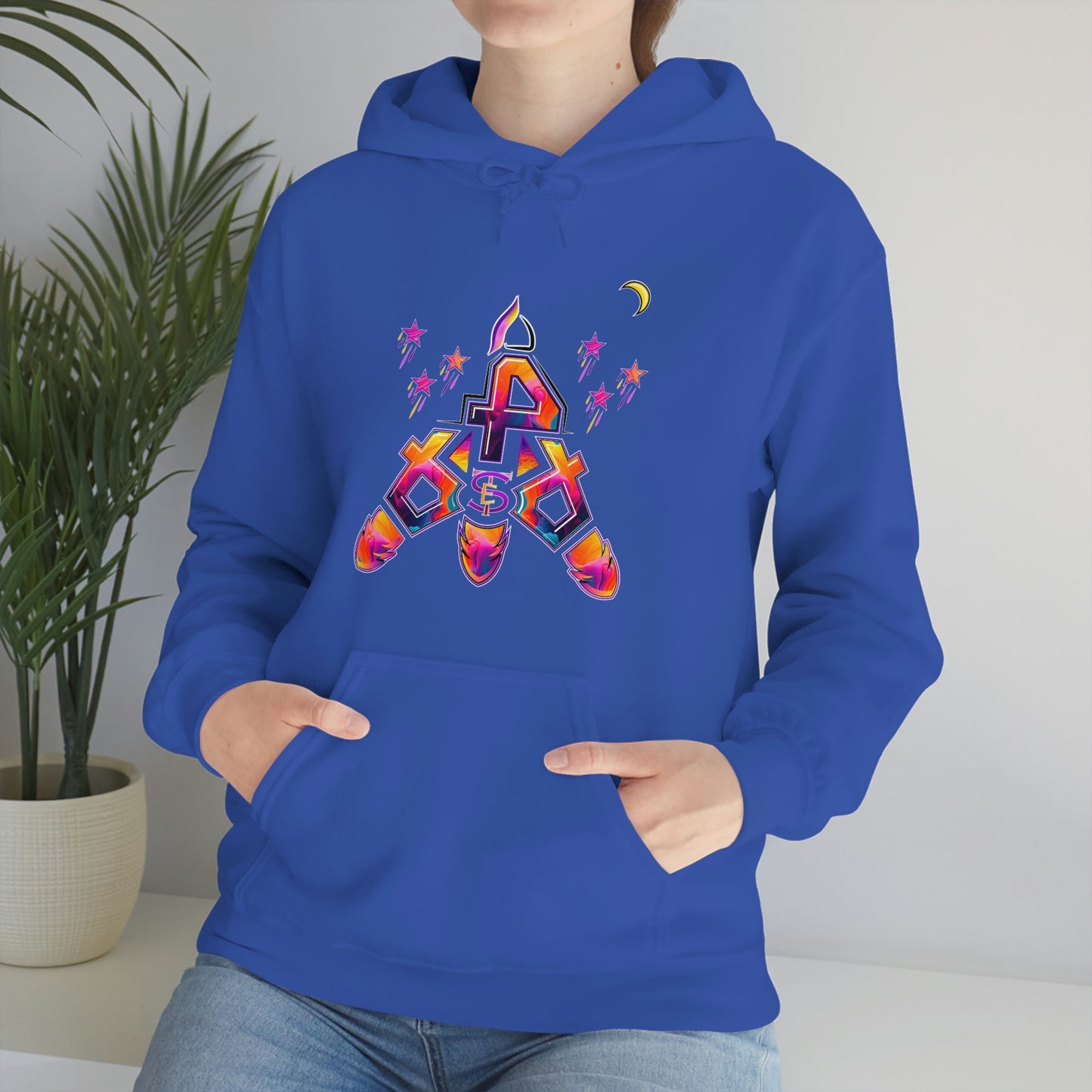 (STE) Logo TAKEOFF Rocket on back. Unisex Heavy Blend™ Hooded Sweatshirt