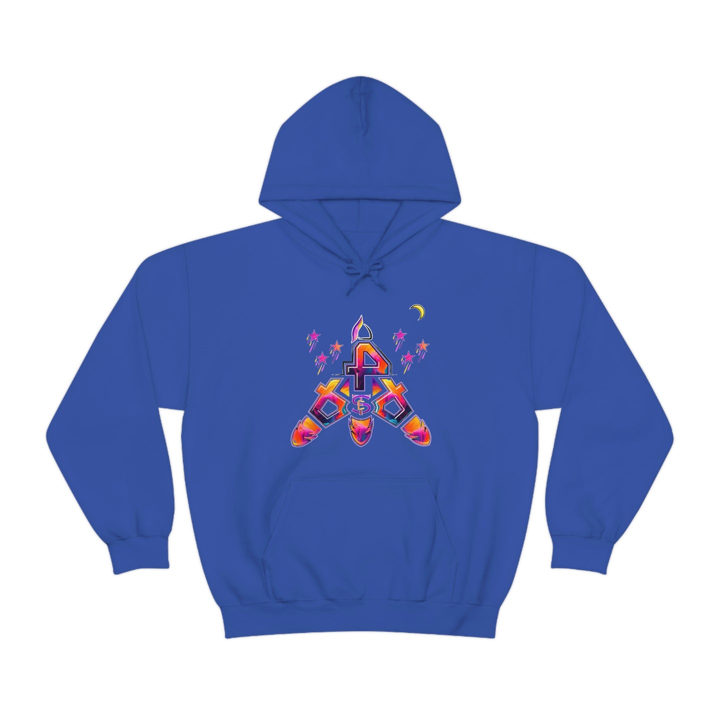 (STE) Logo TAKEOFF Rocket on back. Unisex Heavy Blend™ Hooded Sweatshirt