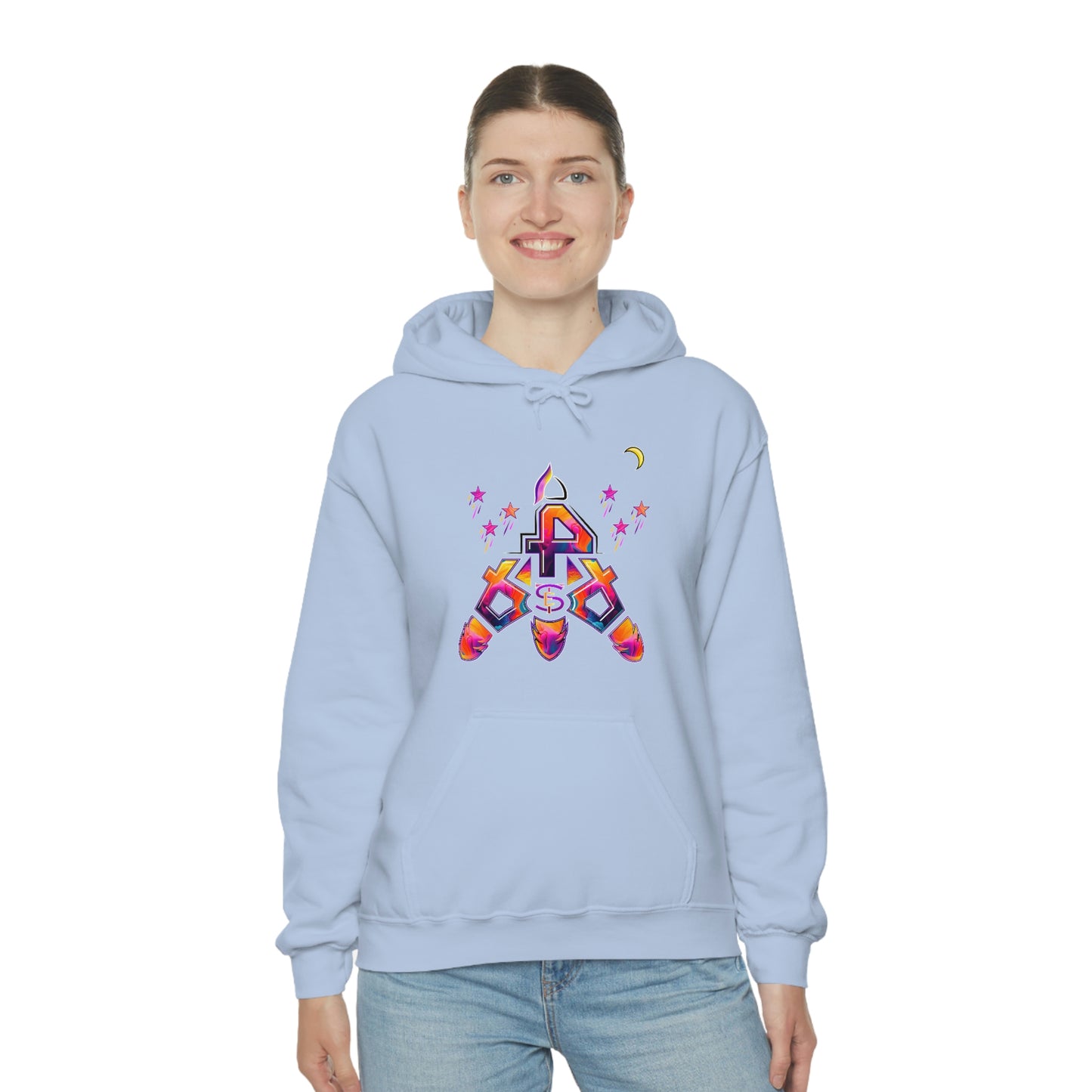 (STE) Logo TAKEOFF Rocket on back. Unisex Heavy Blend™ Hooded Sweatshirt